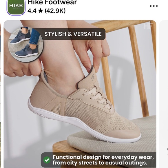 Hike footwear Women's Beige Sneakers Zero Drop Sole size 9/9.5 - Picture 10 of 16